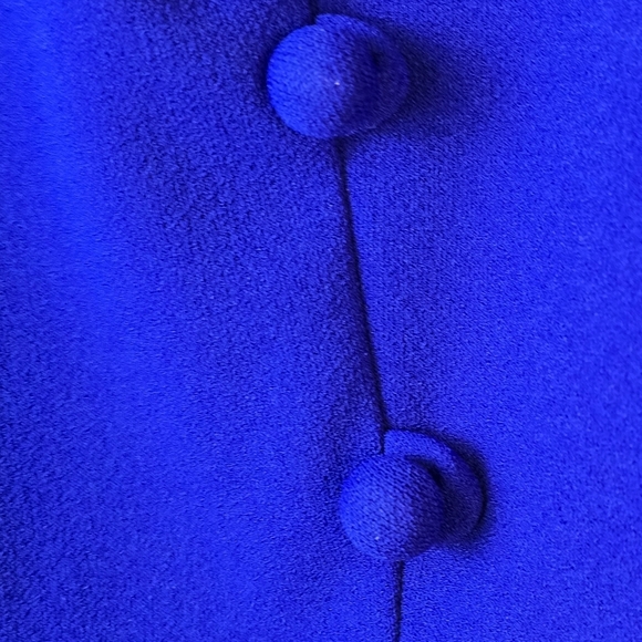 Calvin Klein Sheath Midi Dress Button-Trim Details Side-Slit Cobalt Blue Sz 8 - Picture 11 of 16